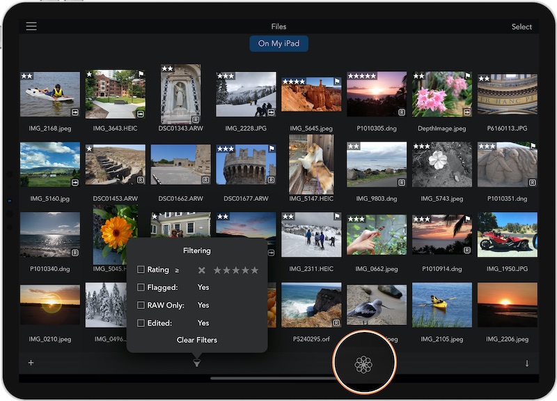 Filters and photos on albums in Raw Power