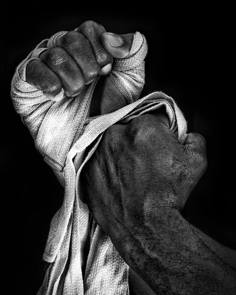 Black boxer's hands