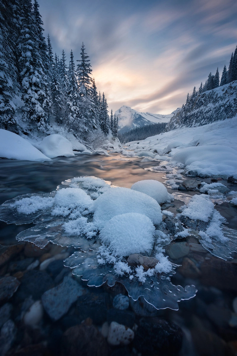 Frozen lake with a mountain by Viktoria Haack