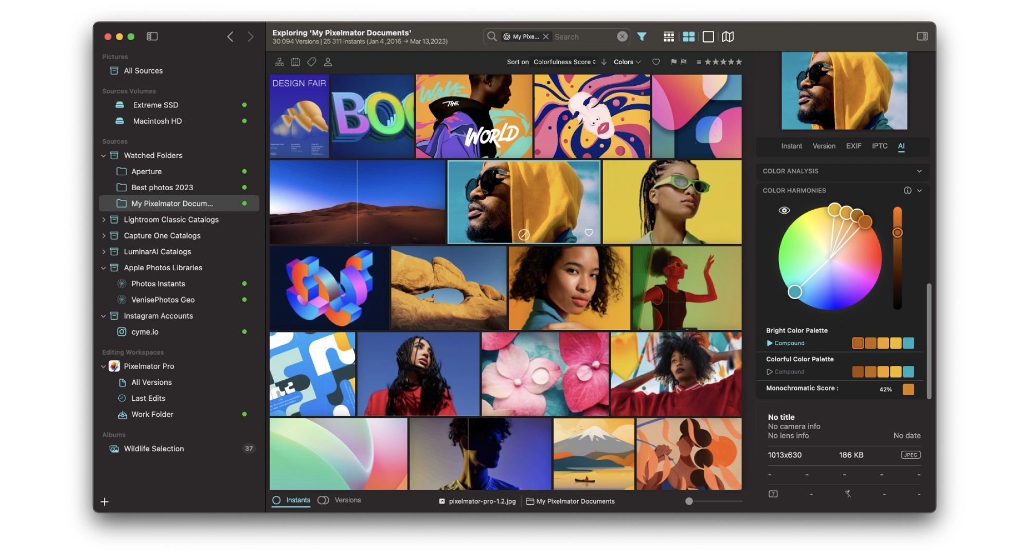 Interface of Peakto for Pixelmator Pro