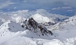 Snowy mountains landscape